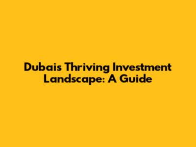 Dubai's Thriving Investment Landscape: A Guide